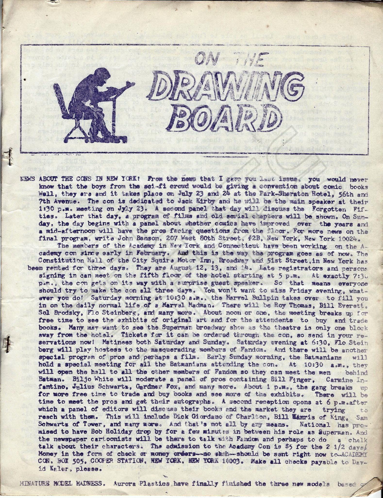 Comic Reader On the Drawing Board Bulletin 1963