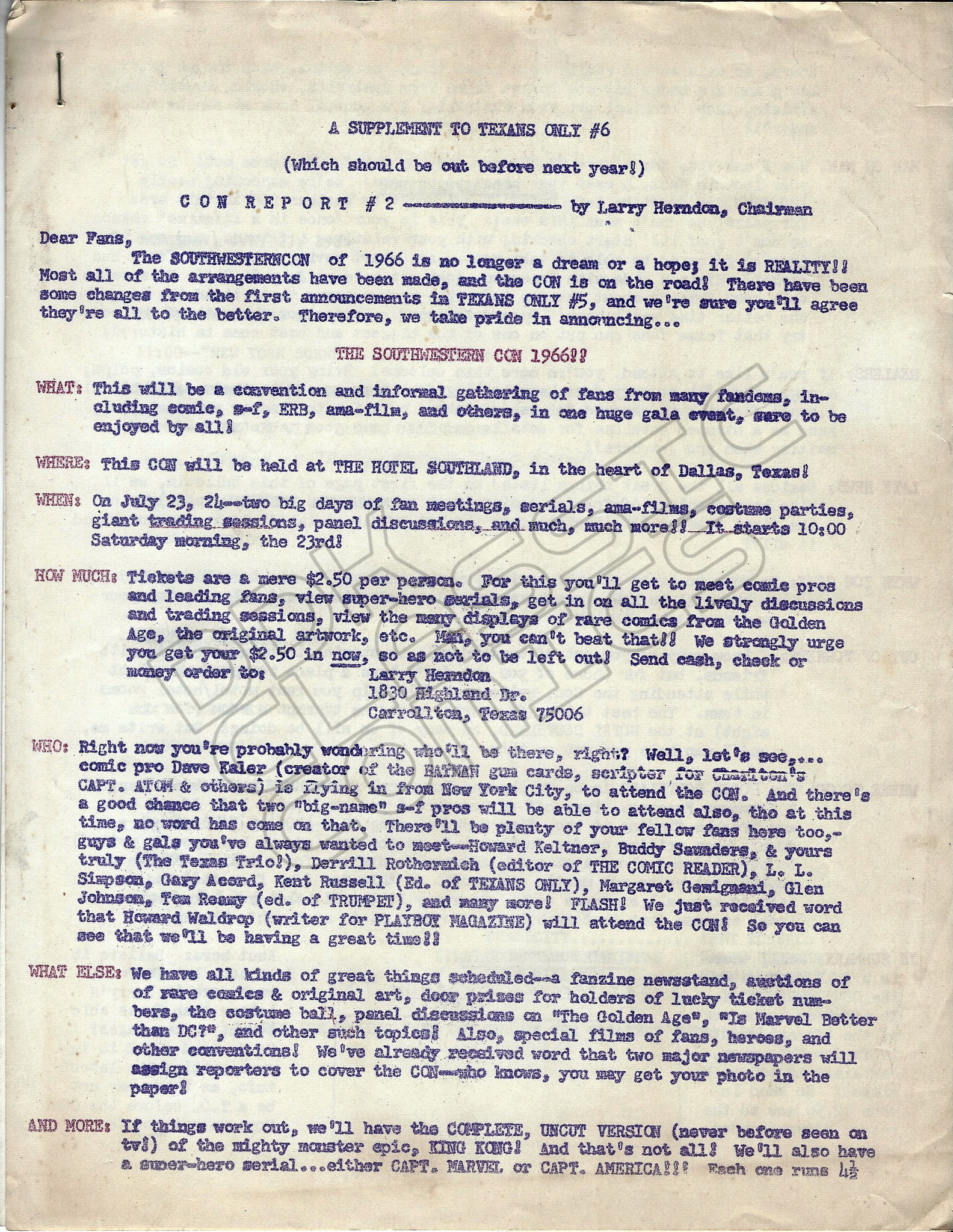 Texans Only 6 Supplement Con Report 2 1966